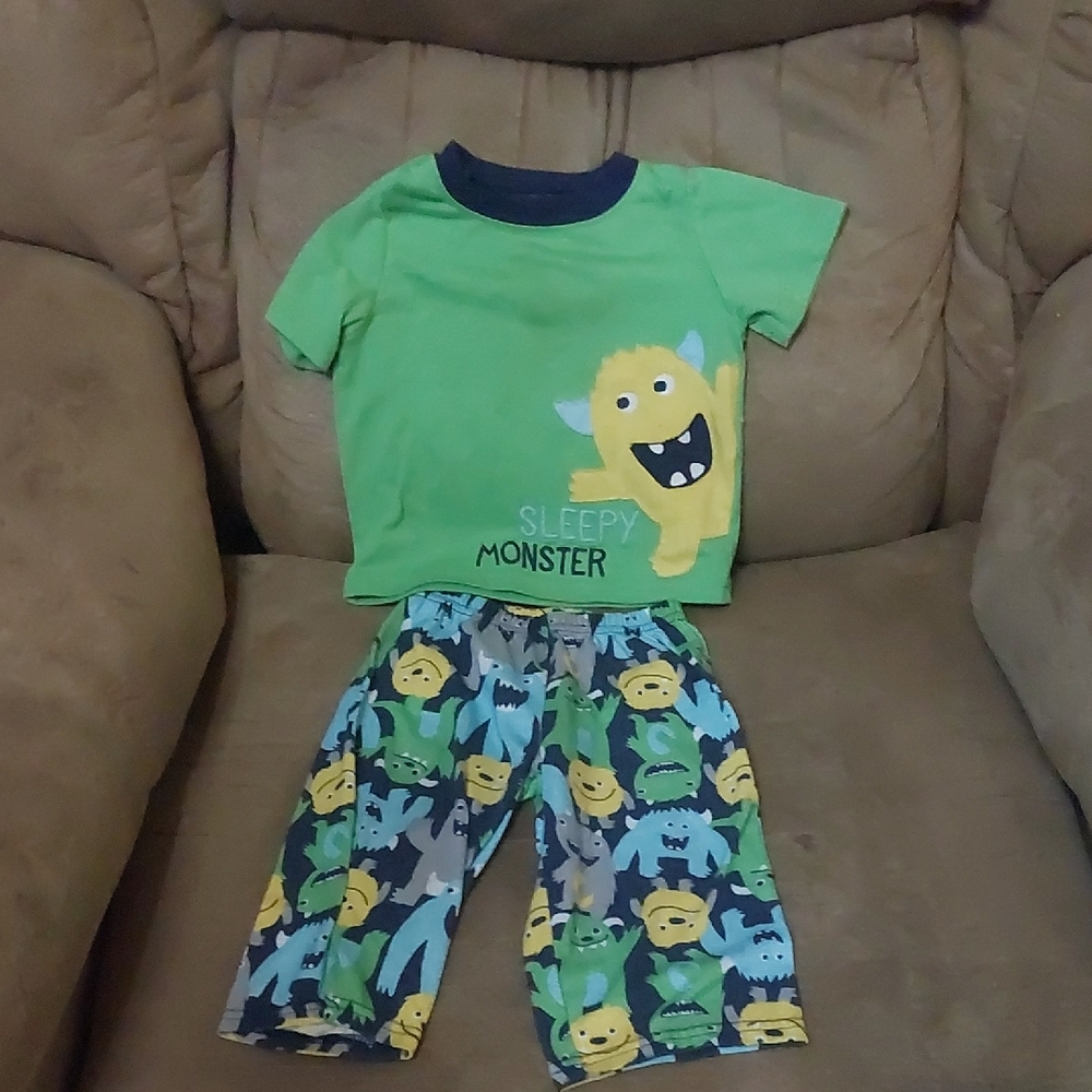 🍂❄️🌷Carter's Green and Blue Monster Pajama Set